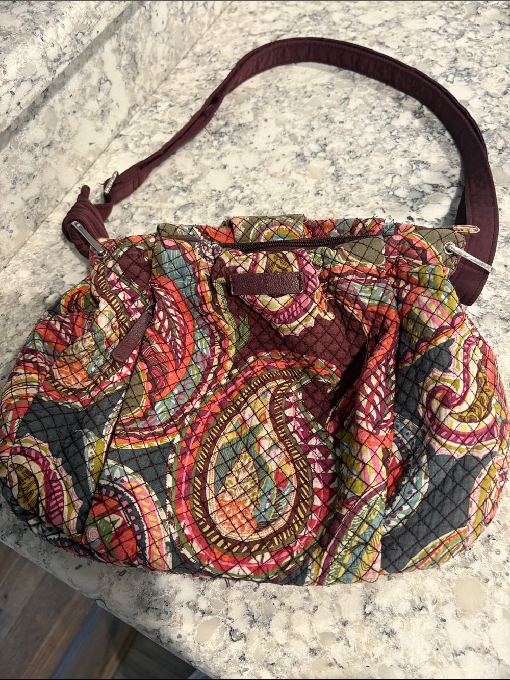 Vera Bradley Quilted Paisley Shoulder Bag - Burgundy Multi